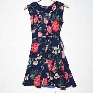Yumi Kim Womens Wrap Dress  100% Silk Splendor Soho Mixer S/S Navy Pink Floral